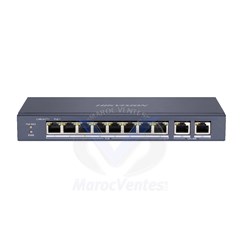 Switch 8 Ports POE Non Géré Fast Ethernet 2 ports Uplink GE
