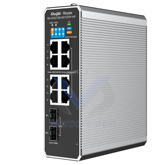 Reyee Switch Industriel 10 ports 8 PoE 2 SFP NIS2100-8GT2SFP-HP